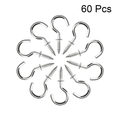 Harfington Screw Eye Hooks Self Tapping Screws Screw-in Hanger Eye-Shape  Hooks 60pcs