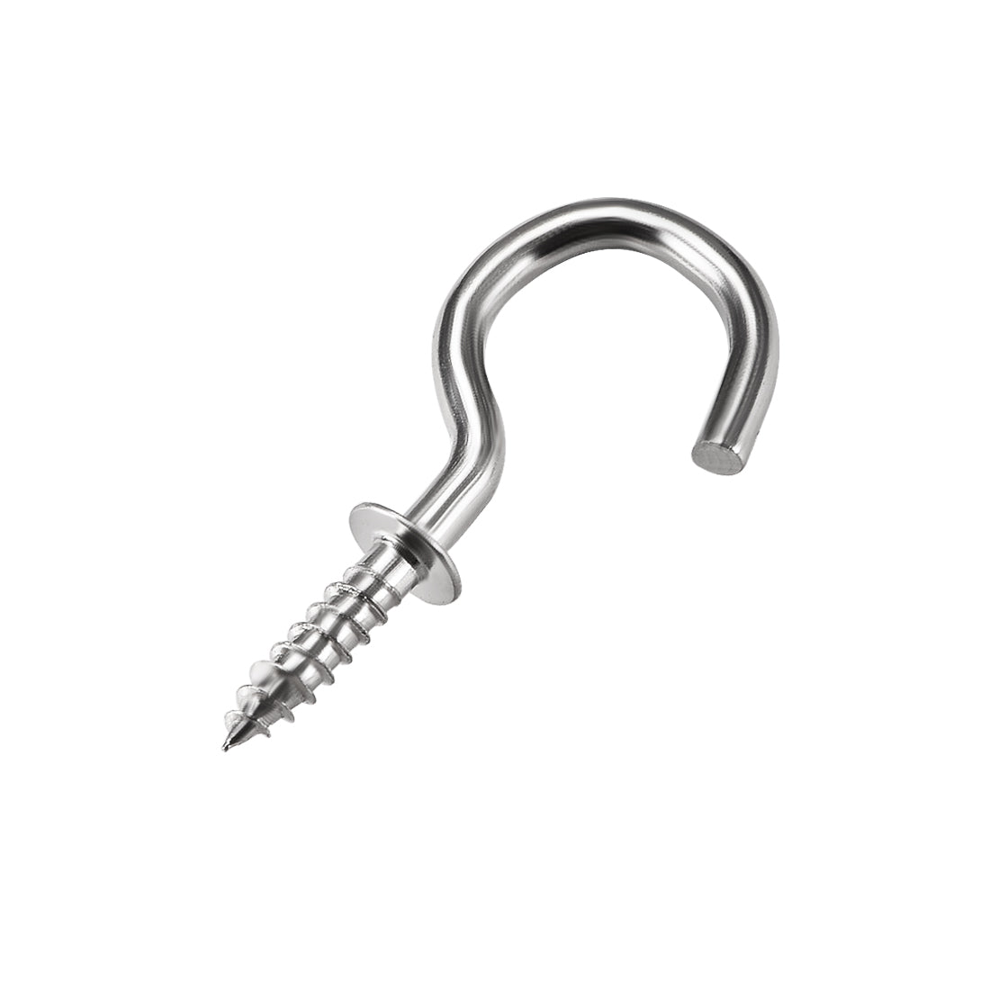 Harfington 0.8" Screw Eye Hooks Self Tapping Screws Screw-in Hanger Eye-Shape Ring Hooks with Plate Silver 80pcs