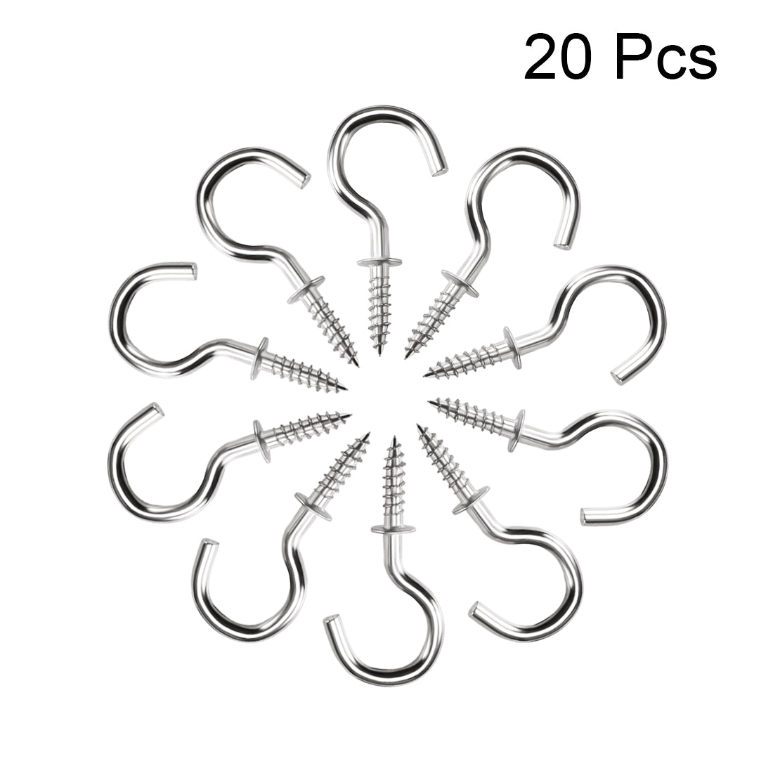 Harfington Screw Eye Hooks Self Tapping Screw, Screw-in Hanger Eye-Shape  Hooks 20pcs