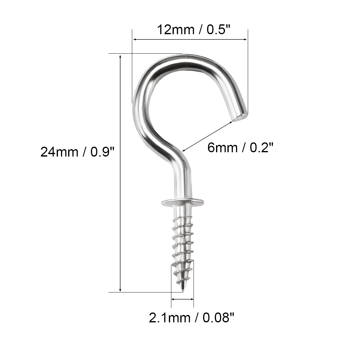 Harfington Screw Eye Hooks Self Tapping Screws Screw-in Hanger Eye-Shape  Hooks 60pcs