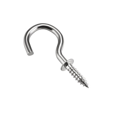 Harfington 0,9-Zoll-Schraubösenhaken, selbstschneidende Schrauben, einschraubbarer Aufhänger, Augenform, Ringhaken mit Platte, Silber, 80 Stück