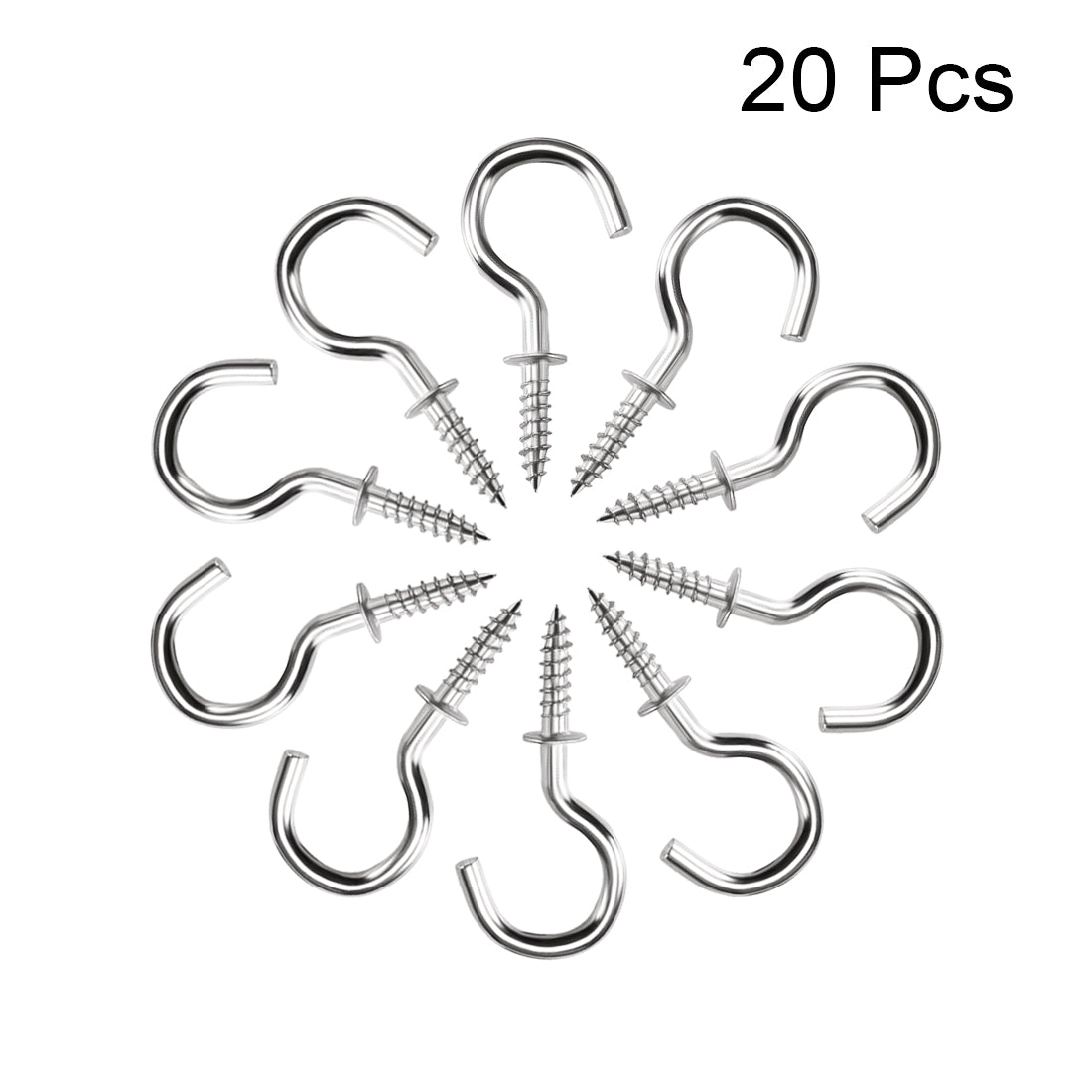 Harfington Screw Eye Hooks Self Tapping Screw, Screw-in Hanger Eye-Shape  Hooks 20pcs