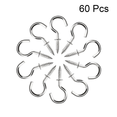 Harfington Screw Eye Hooks Self Tapping Screws Screw-in Hanger Eye-Shape  Hooks 60pcs