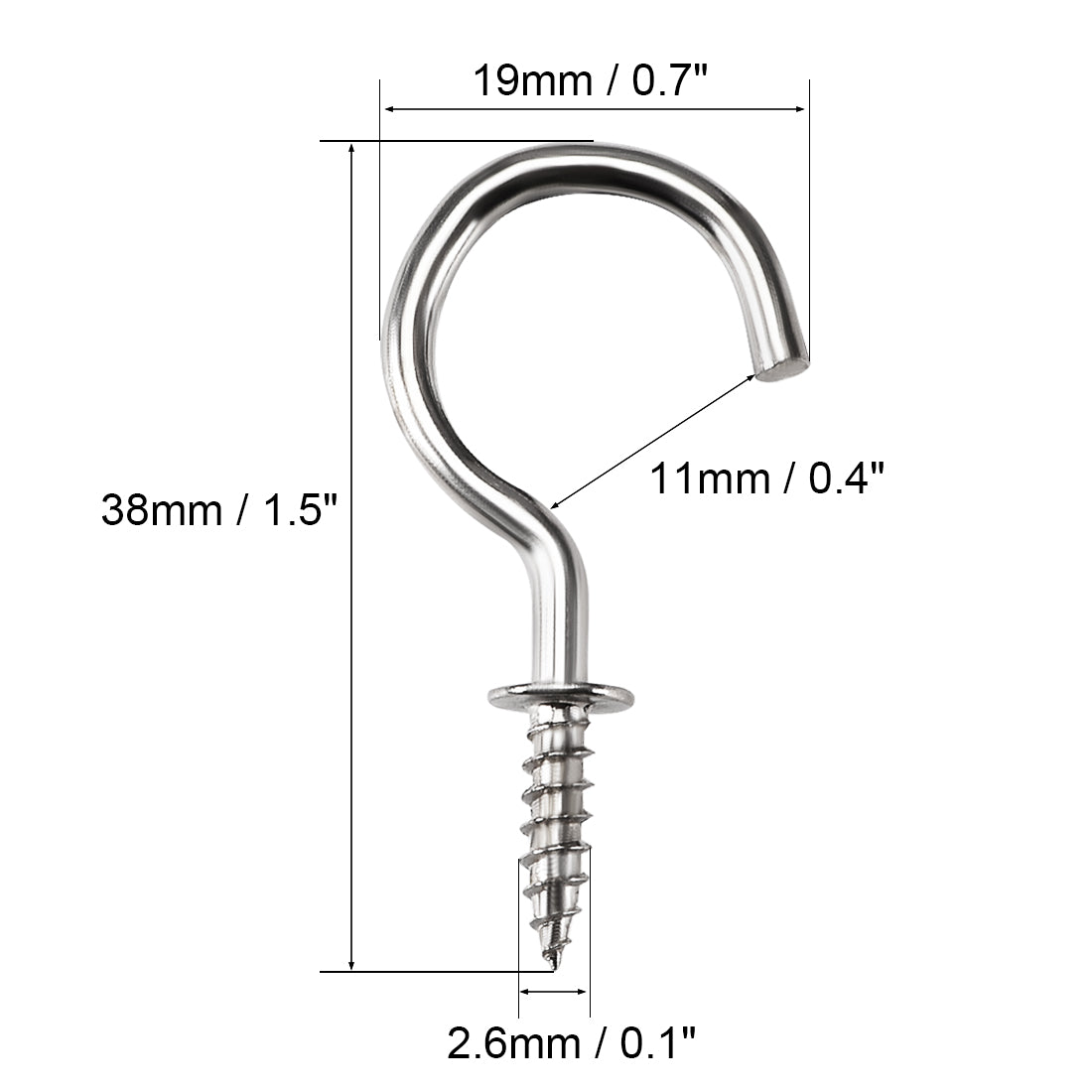 Harfington Screw Eye Hooks Self Tapping Screw, Screw-in Hanger Eye-Shape  Hooks 20pcs