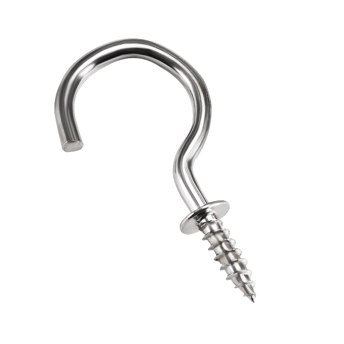 Harfington Screw Eye Hooks Self Tapping Screws Screw-in Hanger Eye-Shape  Hooks with Plate Silver 40pcs