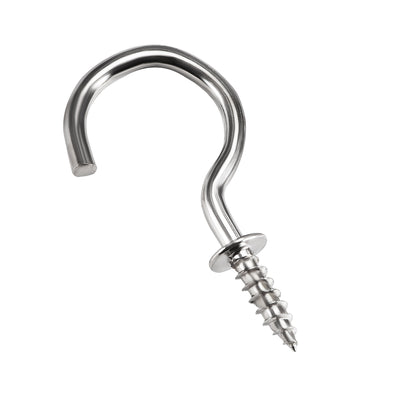 Harfington Screw Eye Hooks Self Tapping Screws Screw-in Hanger Eye-Shape  Hooks with Plate Silver 40pcs