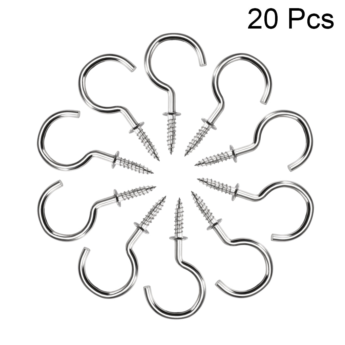 Harfington Screw Eye Hooks Self Tapping Screw, Screw-in Hanger Eye-Shape  Hooks 20pcs