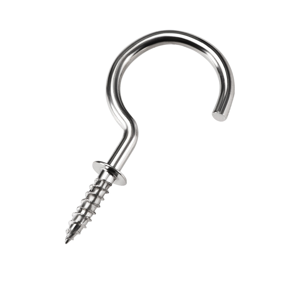 Harfington Screw Eye Hooks Self Tapping Screws Screw-in Hanger Eye-Shape  Hooks with Plate Silver 40pcs