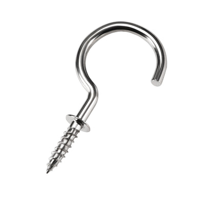 Harfington Screw Eye Hooks Self Tapping Screws Screw-in Hanger Eye-Shape  Hooks with Plate Silver 40pcs