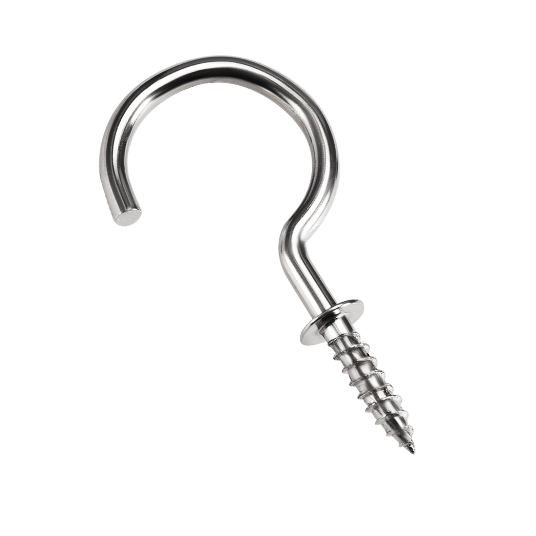 Harfington Screw Eye Hooks Self Tapping Screws Screw-in Hanger Eye-Shape  Hooks with Plate Silver 40pcs