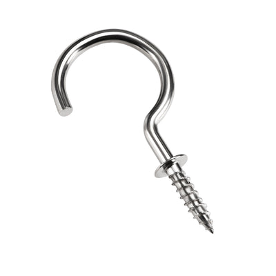 Harfington Screw Eye Hooks Self Tapping Screws Screw-in Hanger Eye-Shape  Hooks with Plate Silver 40pcs