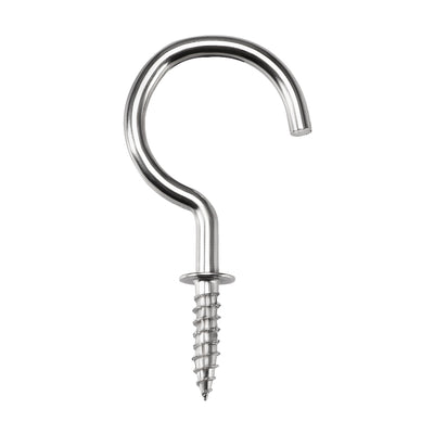 Harfington Screw Eye Hooks Self Tapping Screws Screw-in Hanger Eye-Shape  Hooks with Plate Silver 40pcs