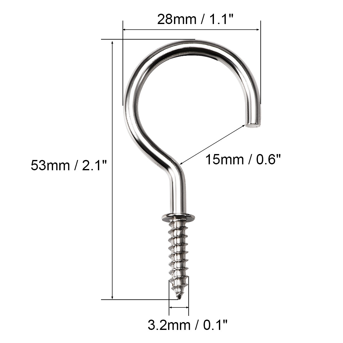 Harfington Screw Eye Hooks Self Tapping Screw, Screw-in Hanger Eye-Shape  Hooks 20pcs