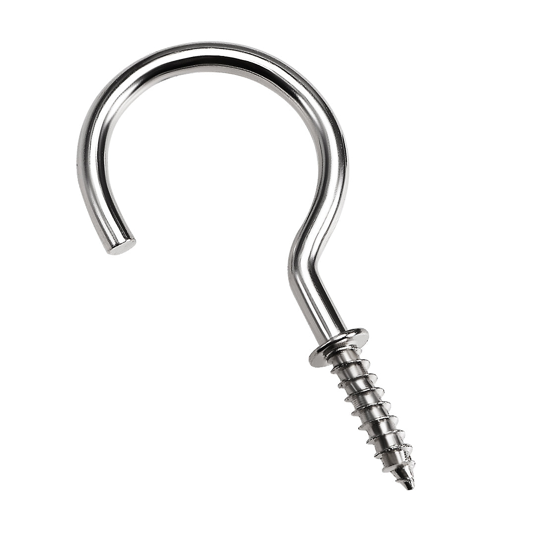 Harfington Screw Eye Hooks Self Tapping Screws Screw-in Hanger Eye-Shape  Hooks with Plate Silver 40pcs