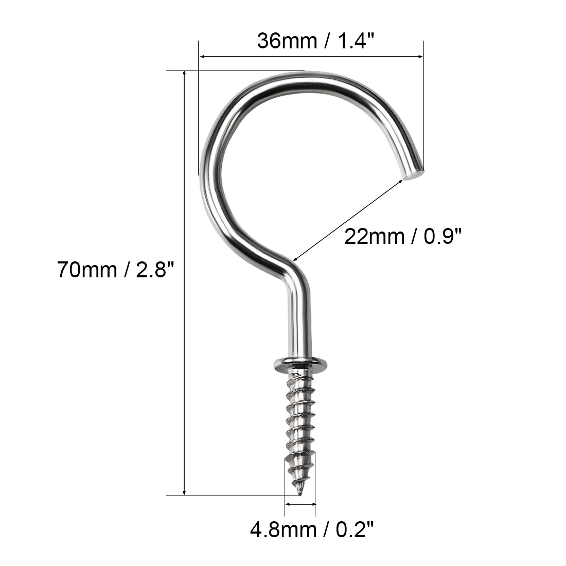 Harfington Screw Eye Hooks Self Tapping Screws Screw-in Hanger Eye-Shape  Hooks with Plate 10pcs