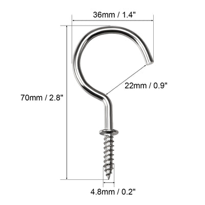 Harfington Screw Eye Hooks Self Tapping Screws Screw-in Hanger Eye-Shape  Hooks with Plate 10pcs