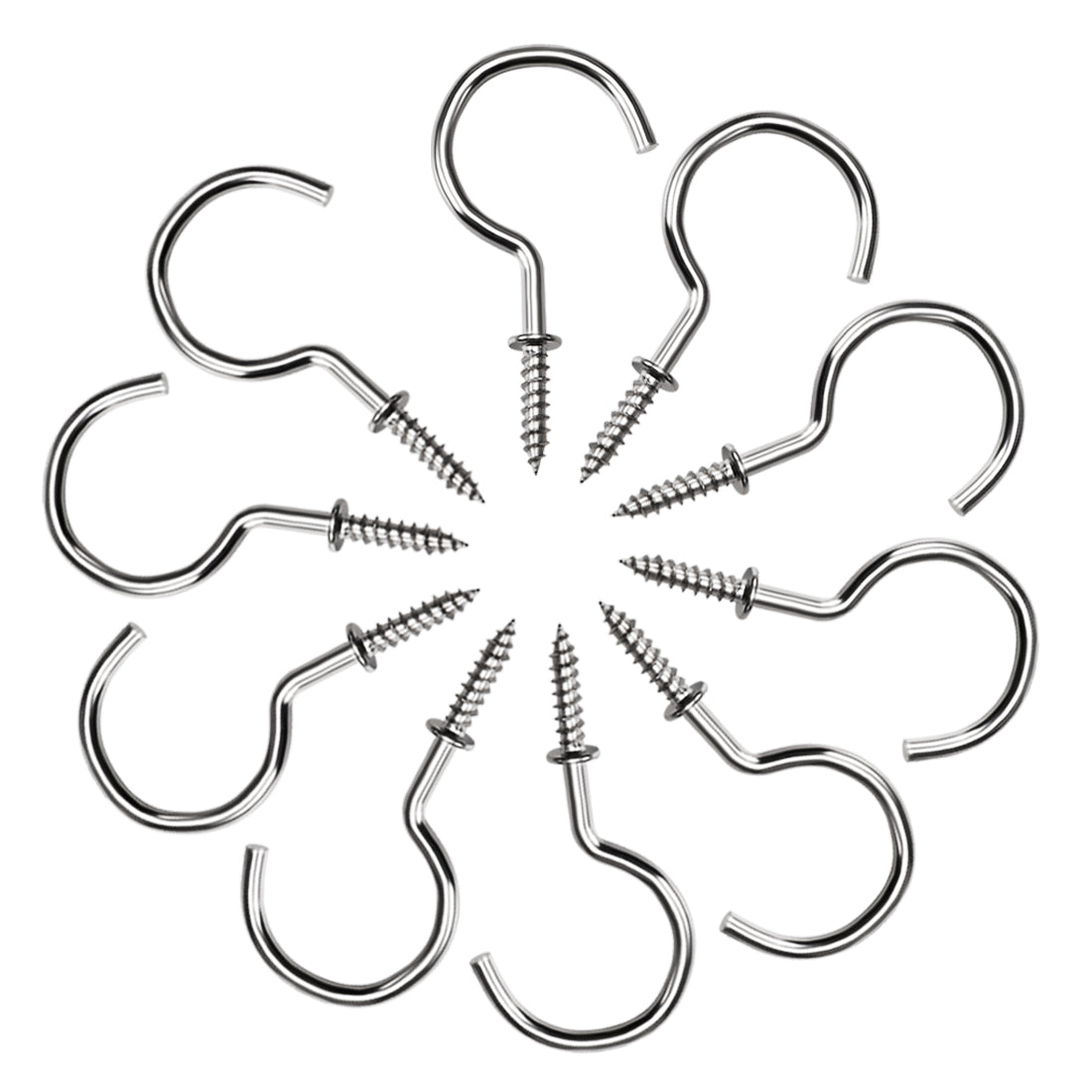 Harfington Screw Eye Hooks Self Tapping Screws Screw-in Hanger Eye-Shape  Hooks with Plate 10pcs