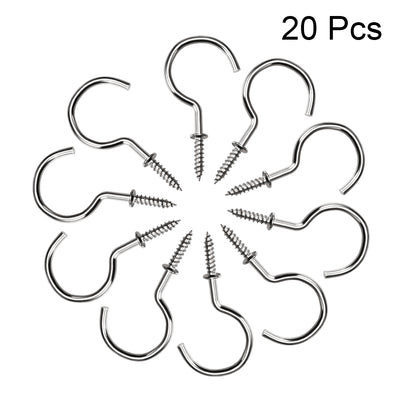 Harfington Screw Eye Hooks Self Tapping Screw, Screw-in Hanger Eye-Shape  Hooks 20pcs