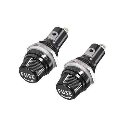 Harfington 13mm Thread Screw Cap Panel Mounted 5x20mm Fuse Holder AC 125V/15A 250V/10A Black 2Pcs