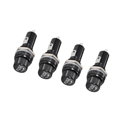 Harfington 15mm Thread Screw Cap Panel Mounted 6x30mm Fuse Holder AC 125V/15A 250V/10A Black 4Pcs
