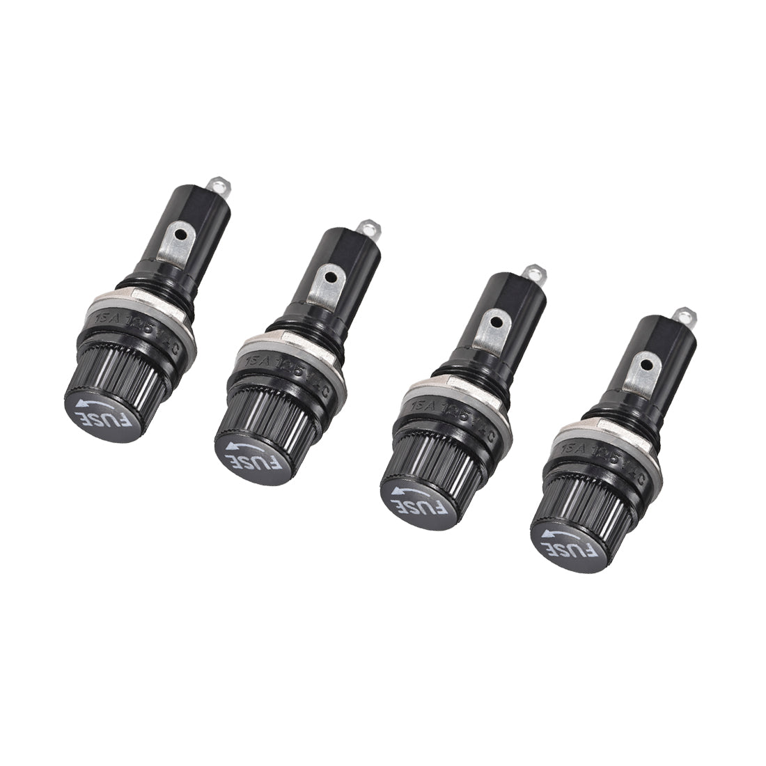 Harfington 14mm Thread Screw Cap Panel Mounted 6x30mm Fuse Holder AC 125V/15A 250V/10A Black 4Pcs