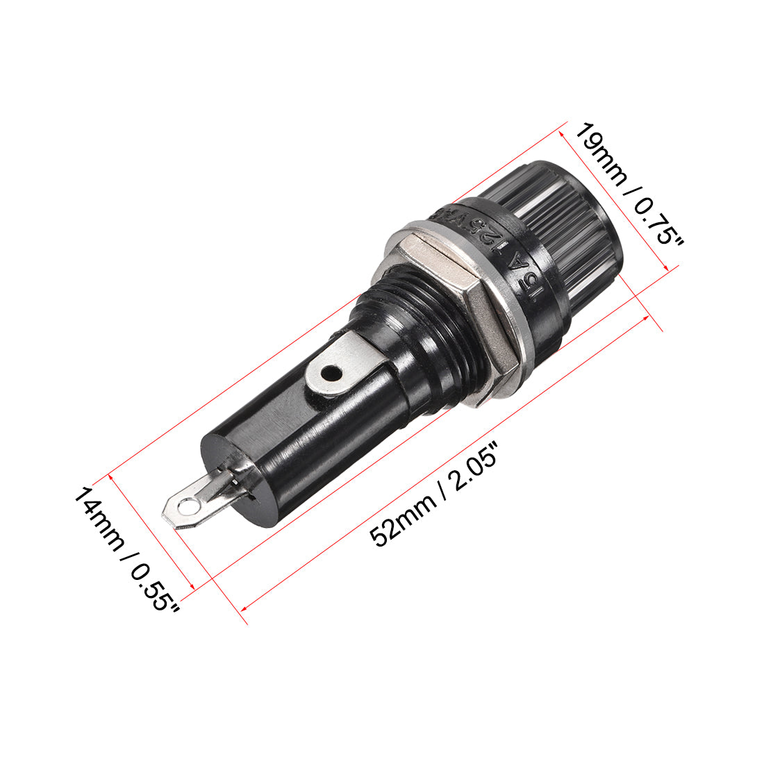Harfington 14mm Thread Screw Cap Panel Mounted 6x30mm Fuse Holder AC 125V/15A 250V/10A Black 8Pcs