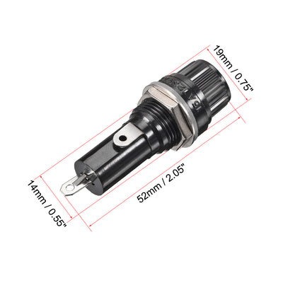 Harfington 14mm Thread Screw Cap Panel Mounted 6x30mm Fuse Holder AC 125V/15A 250V/10A Black 8Pcs
