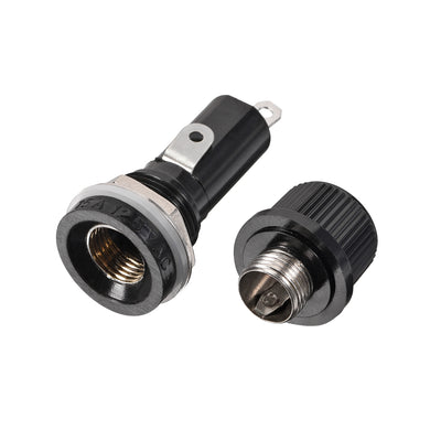 Harfington 14mm Thread Screw Cap Panel Mounted 6x30mm Fuse Holder AC 125V/15A 250V/10A Black 8Pcs