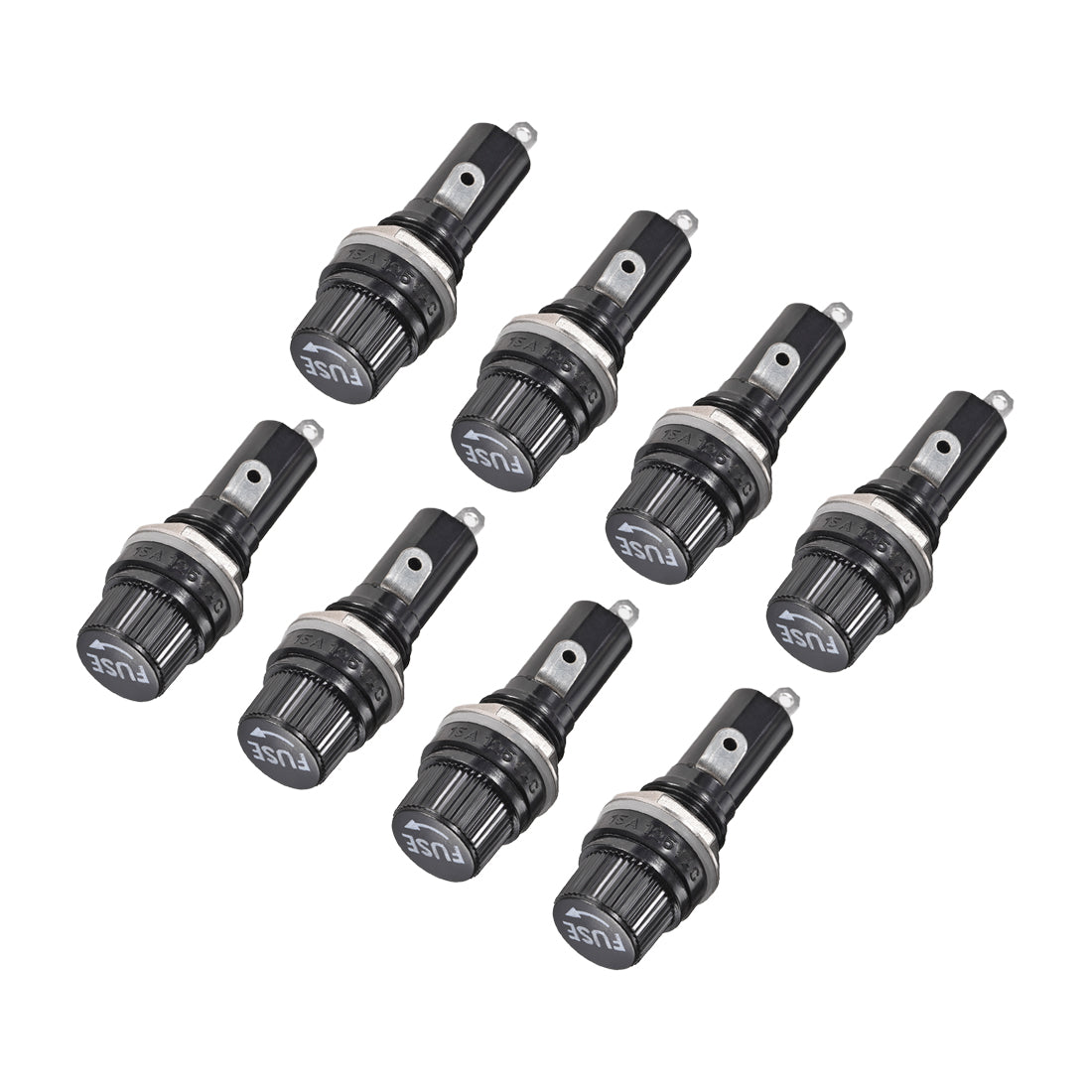 Harfington 14mm Thread Screw Cap Panel Mounted 6x30mm Fuse Holder AC 125V/15A 250V/10A Black 8Pcs