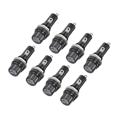 Harfington 14mm Thread Screw Cap Panel Mounted 6x30mm Fuse Holder AC 125V/15A 250V/10A Black 8Pcs