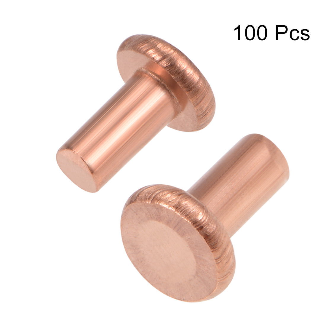 Harfington 100 Pcs 1/8" x 15/64" Flat Head Copper Solid Rivets Fasteners