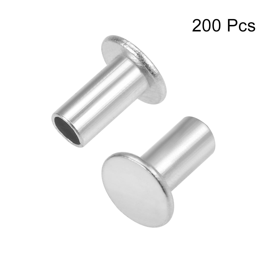 Harfington 200 Pcs 5mm x 10mm Aluminum Flat Head Semi-Tubular Rivets Silver Tone