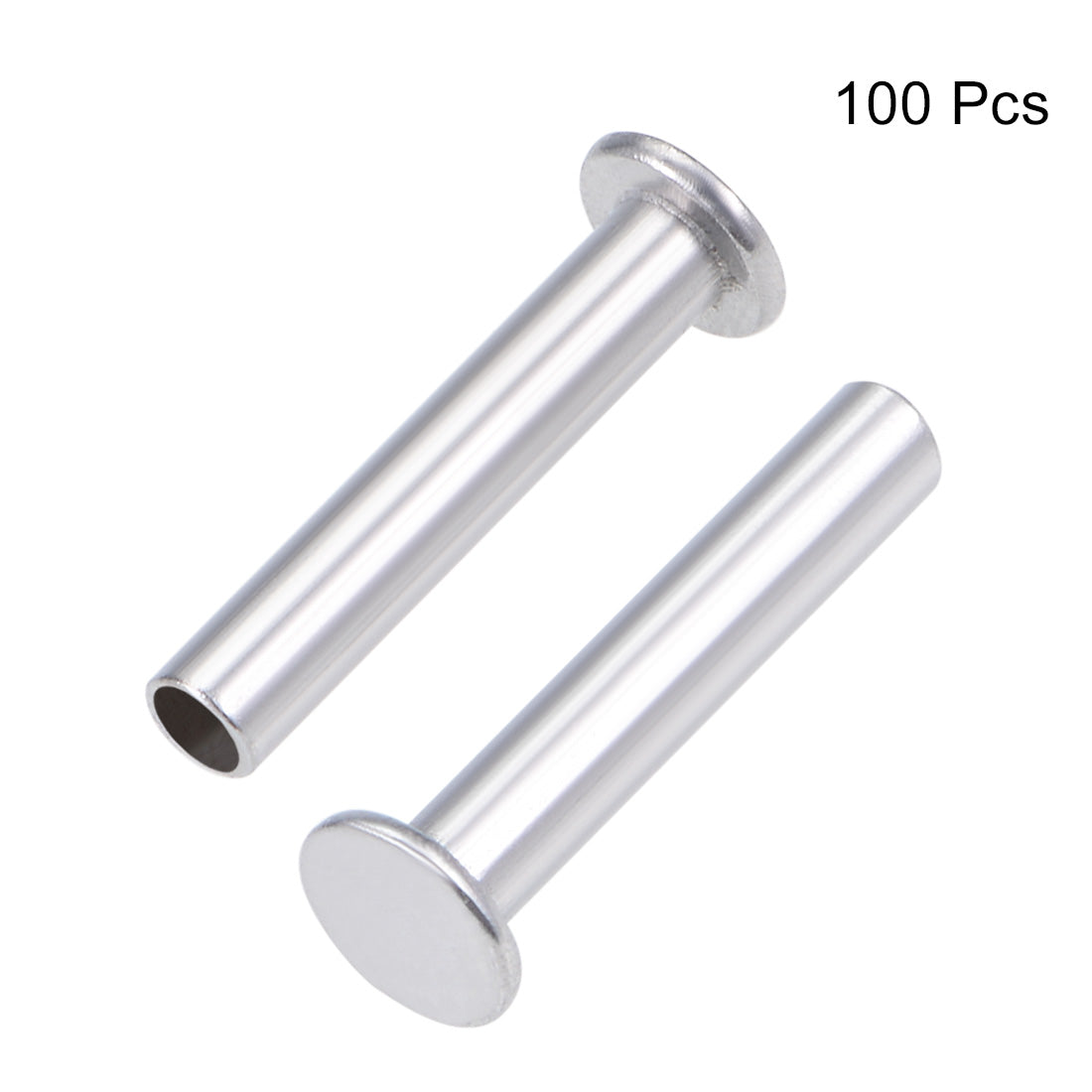 Harfington 100 Pcs M3 Aluminum Flat Head Semi-Tubular Rivets Silver Tone