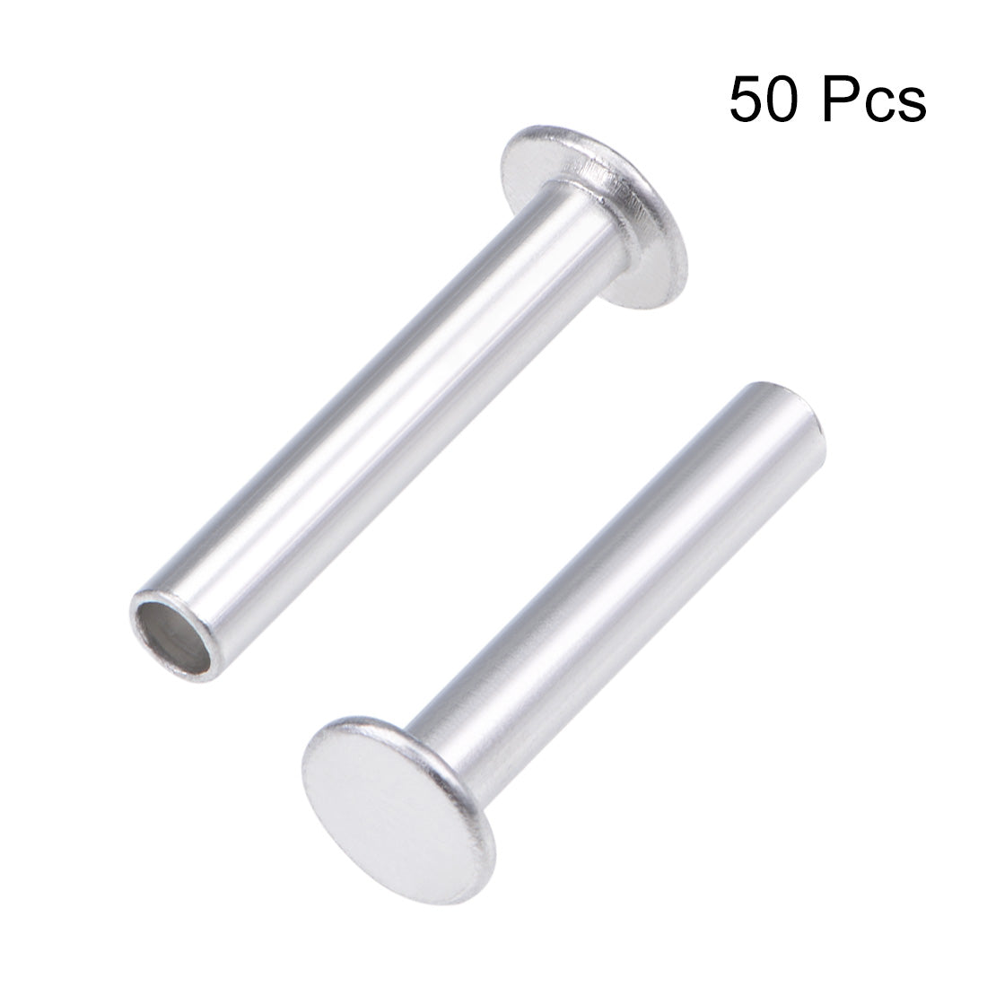 Harfington 50 Pcs 5mm x 28mm Aluminum Flat Head Semi-Tubular Rivets Silver Tone
