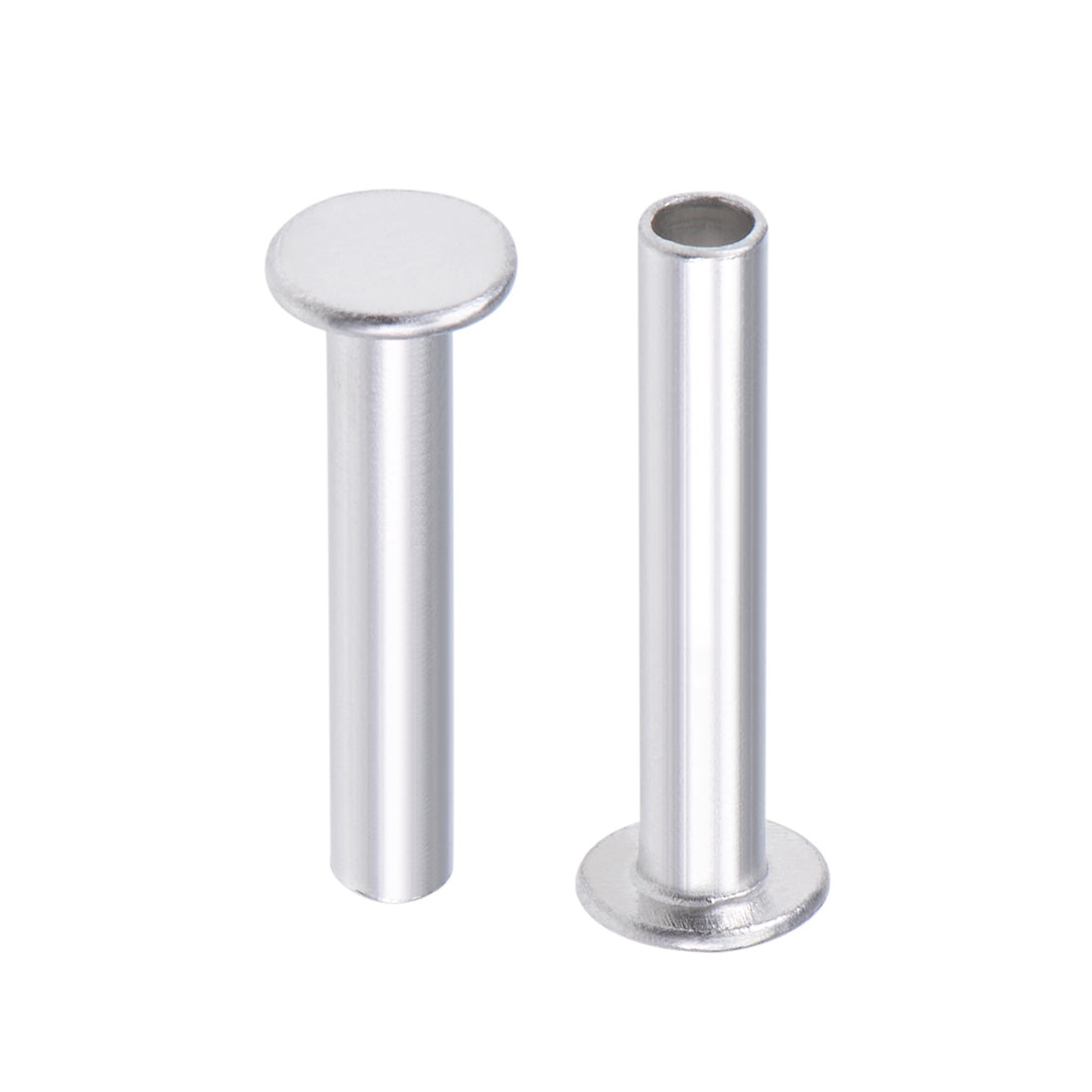 Harfington 50 Pcs 5mm x 28mm Aluminum Flat Head Semi-Tubular Rivets Silver Tone