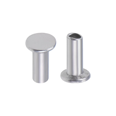 Harfington 100 Pcs M3 Aluminum Flat Head Semi-Tubular Rivets Silver Tone