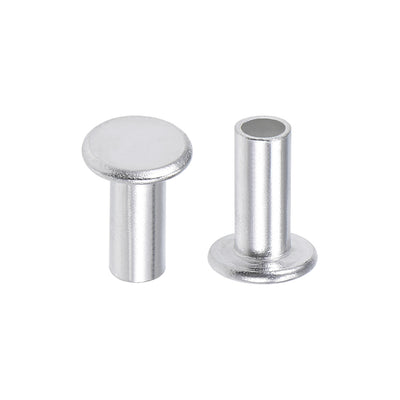 Harfington 100 Pcs M3 Aluminum Flat Head Semi-Tubular Rivets Silver Tone