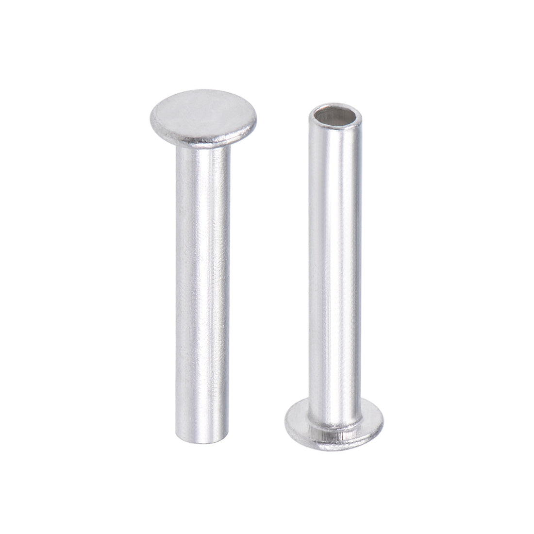 Harfington 25 Pcs 5mm x 32mm Aluminum Flat Head Semi-Tubular Rivets Silver Tone