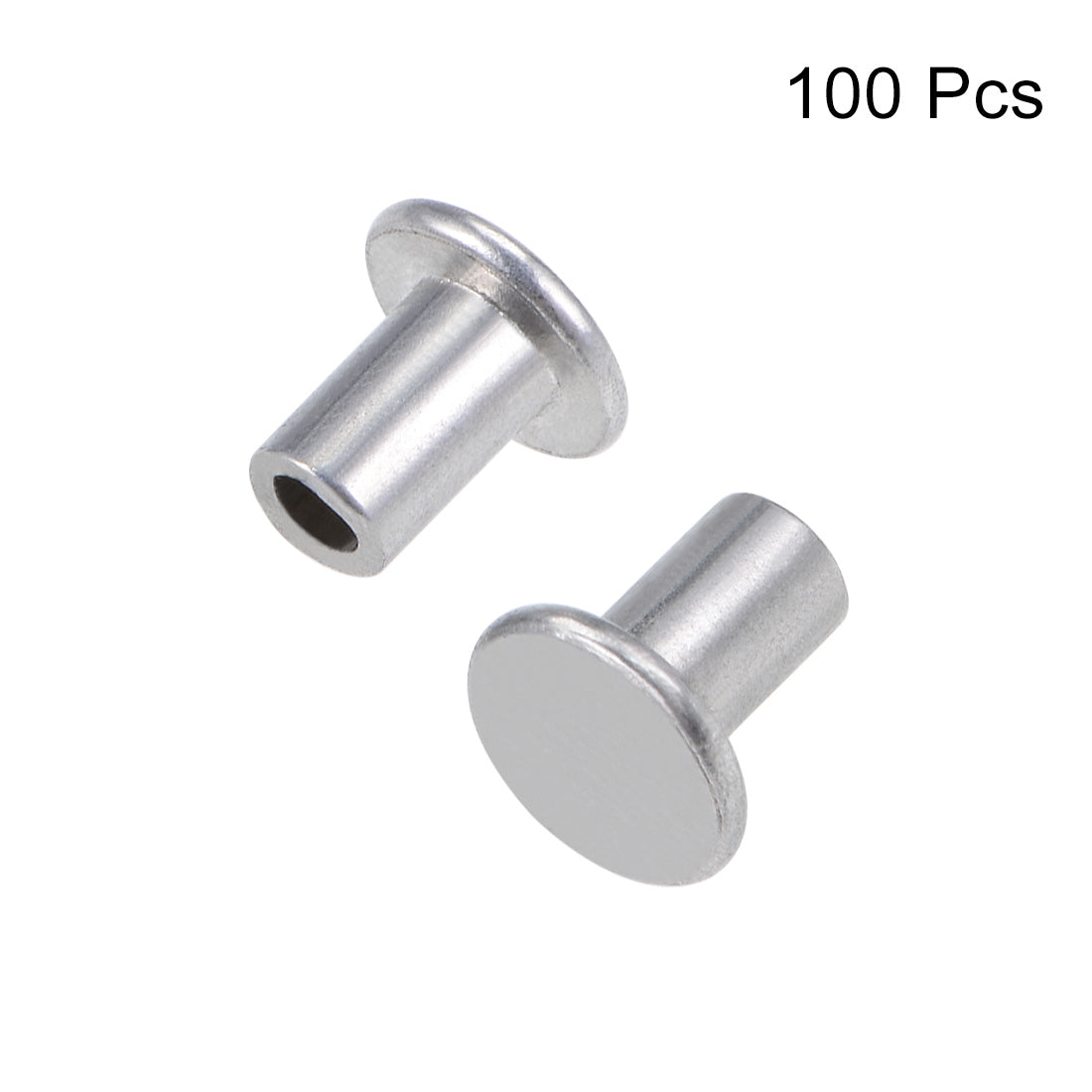 Harfington 100 Pcs M3 Aluminum Flat Head Semi-Tubular Rivets Silver Tone