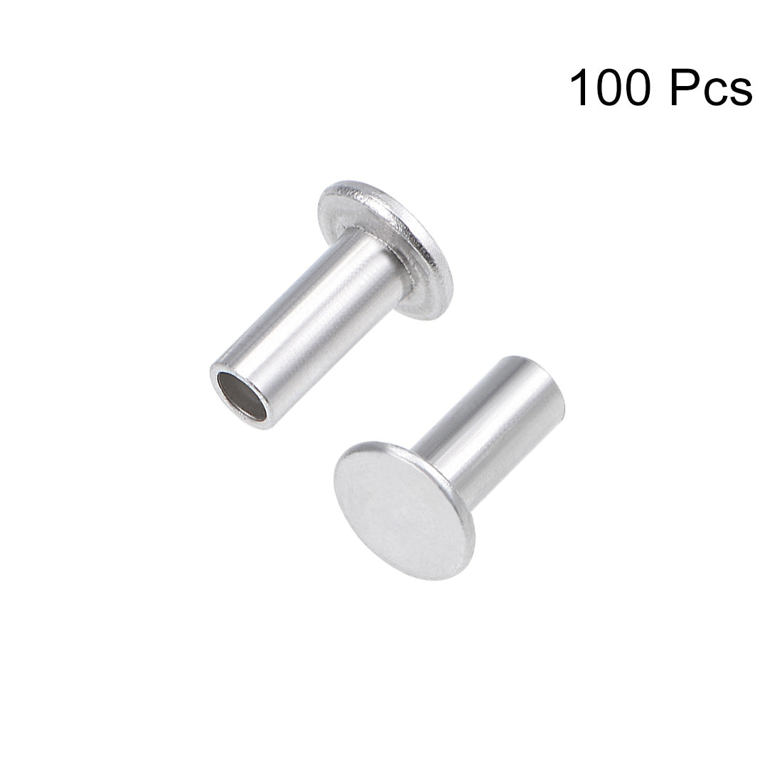 Harfington 100 Pcs M3 Aluminum Flat Head Semi-Tubular Rivets Silver Tone