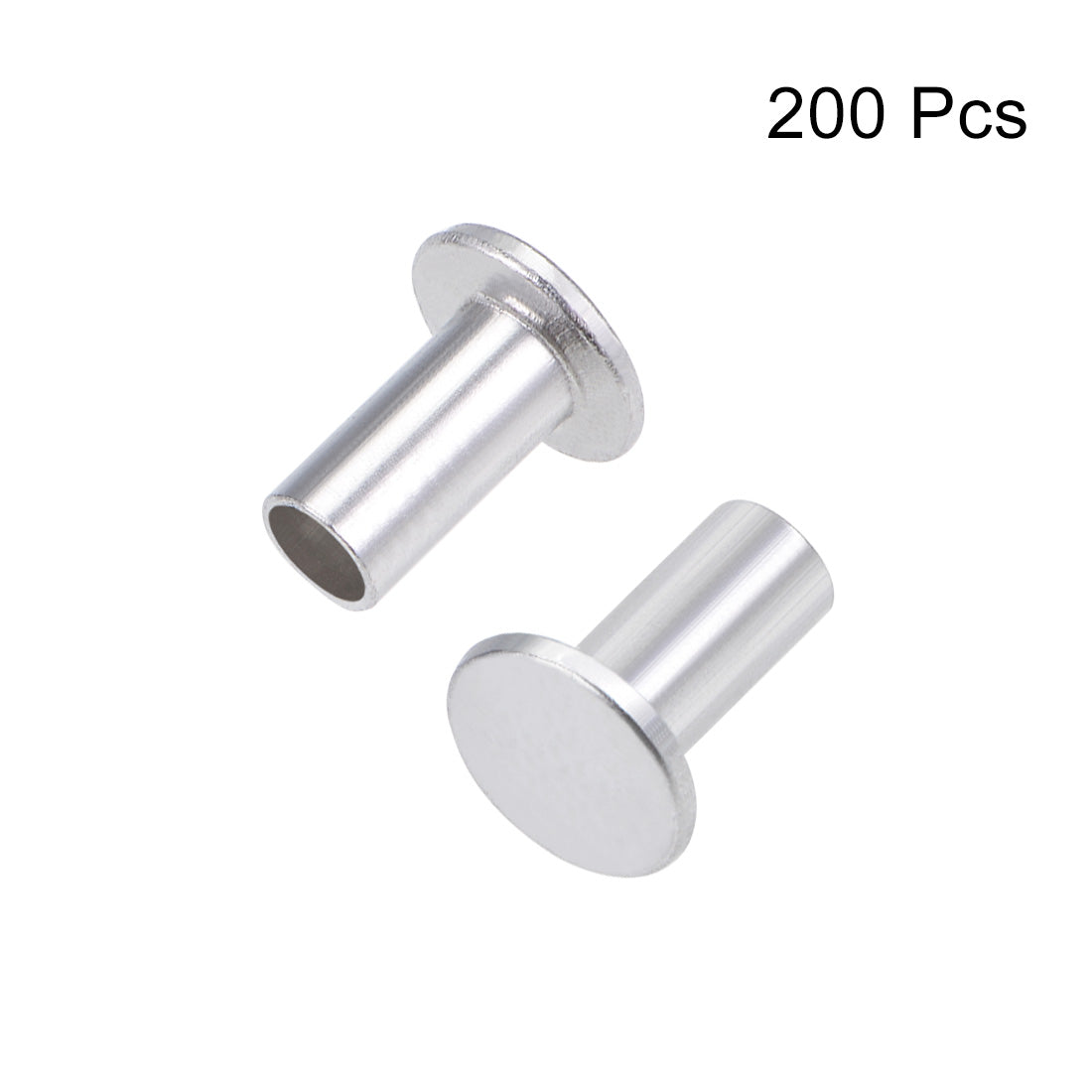 Harfington 200 Pcs 4mm x 8mm Aluminum Flat Head Semi-Tubular Rivets Silver Tone