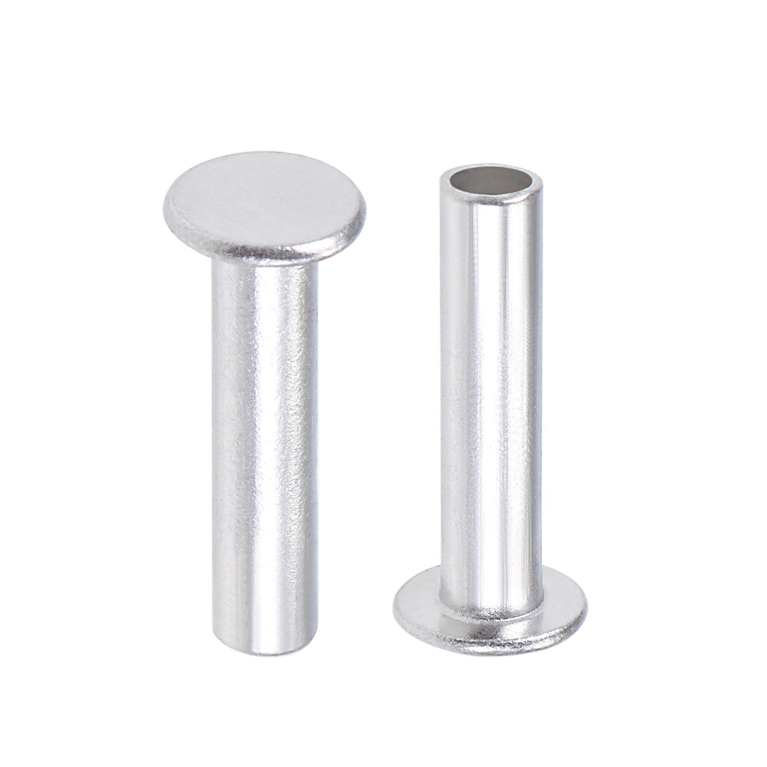 Harfington 50 Pcs 5mm x 22mm Aluminum Flat Head Semi-Tubular Rivets Silver Tone