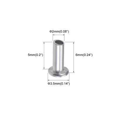 Harfington 100 Pcs  Aluminum Flat Head Semi-Tubular Rivets Silver Tone