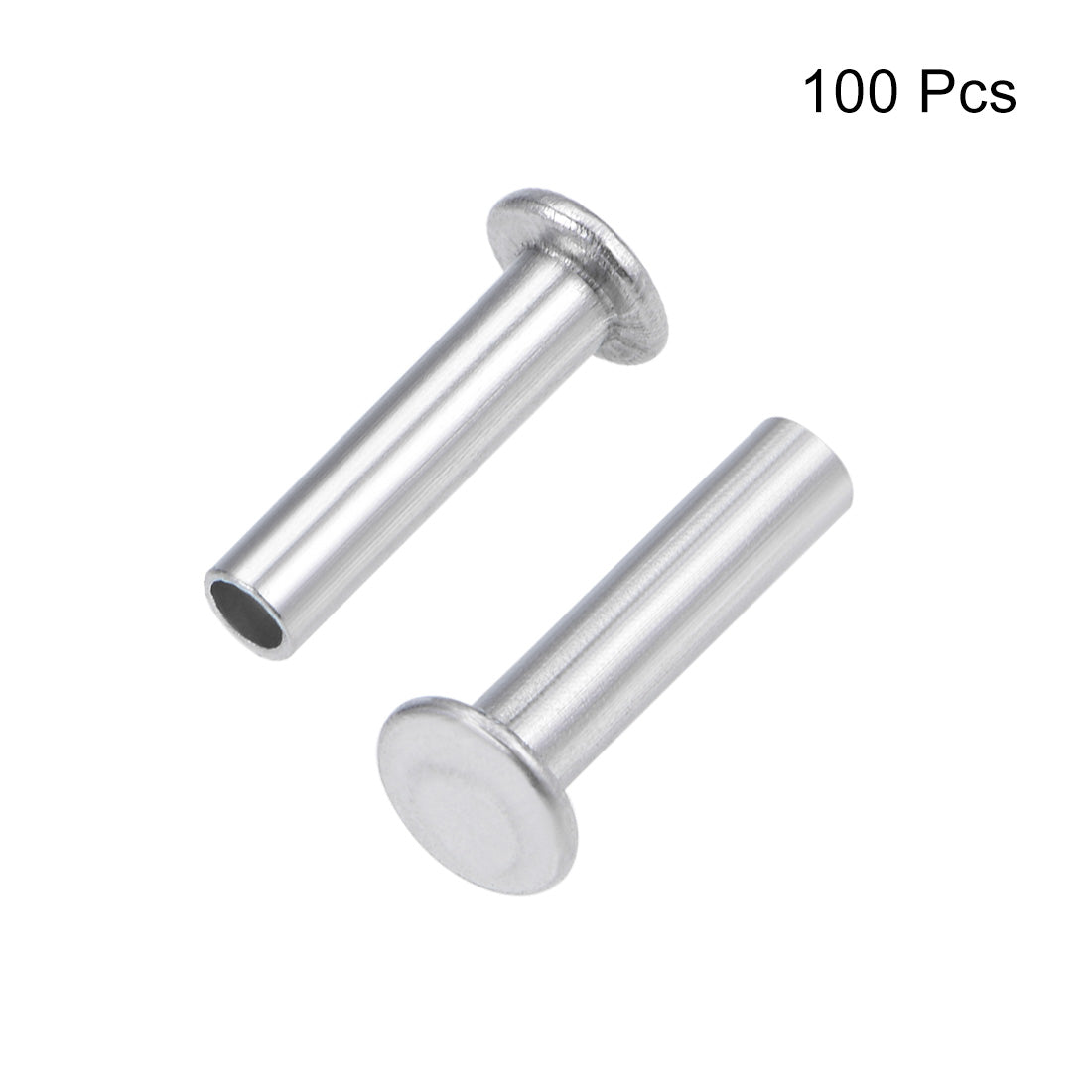 Harfington 100 Pcs  Aluminum Flat Head Semi-Tubular Rivets Silver Tone