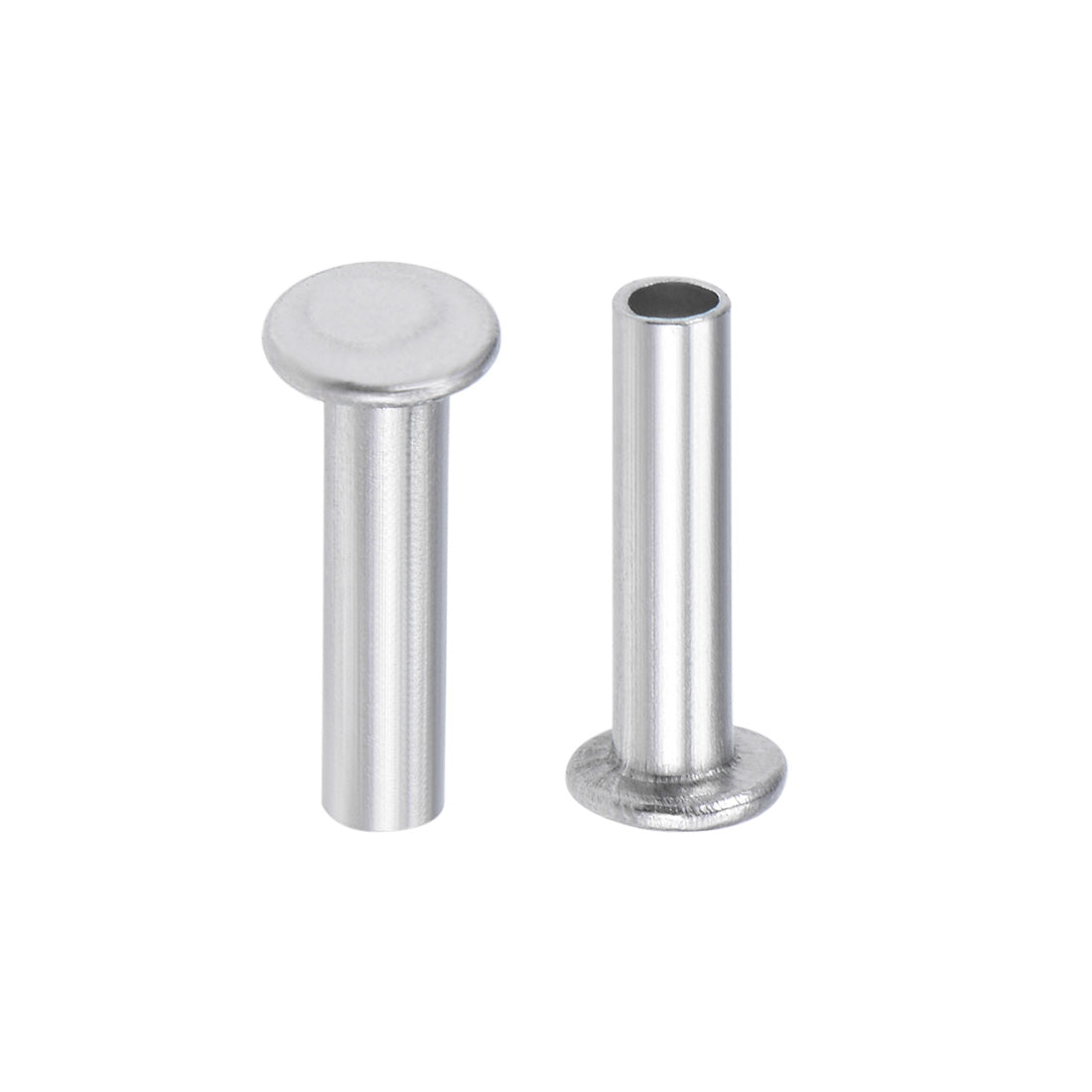 Harfington 100 Pcs  Aluminum Flat Head Semi-Tubular Rivets Silver Tone