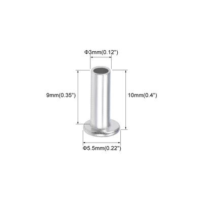 Harfington 100 Pcs  Aluminum Flat Head Semi-Tubular Rivets Silver Tone