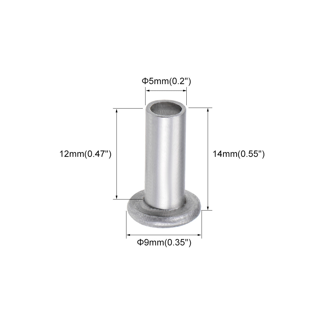 Harfington 100 Pcs  Aluminum Flat Head Semi-Tubular Rivets Silver Tone