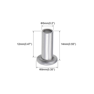 Harfington 100 Pcs  Aluminum Flat Head Semi-Tubular Rivets Silver Tone