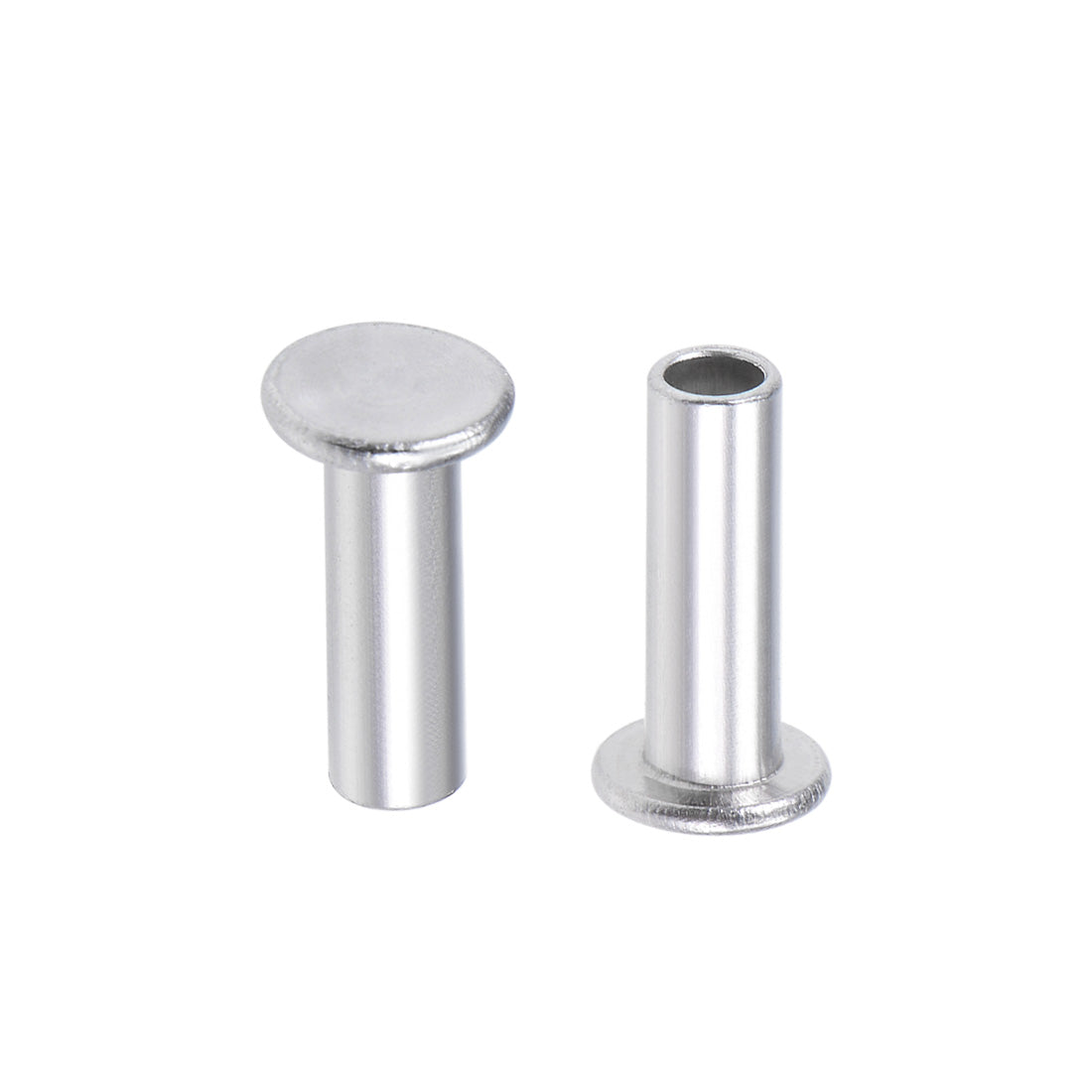 Harfington 100 Pcs  Aluminum Flat Head Semi-Tubular Rivets Silver Tone