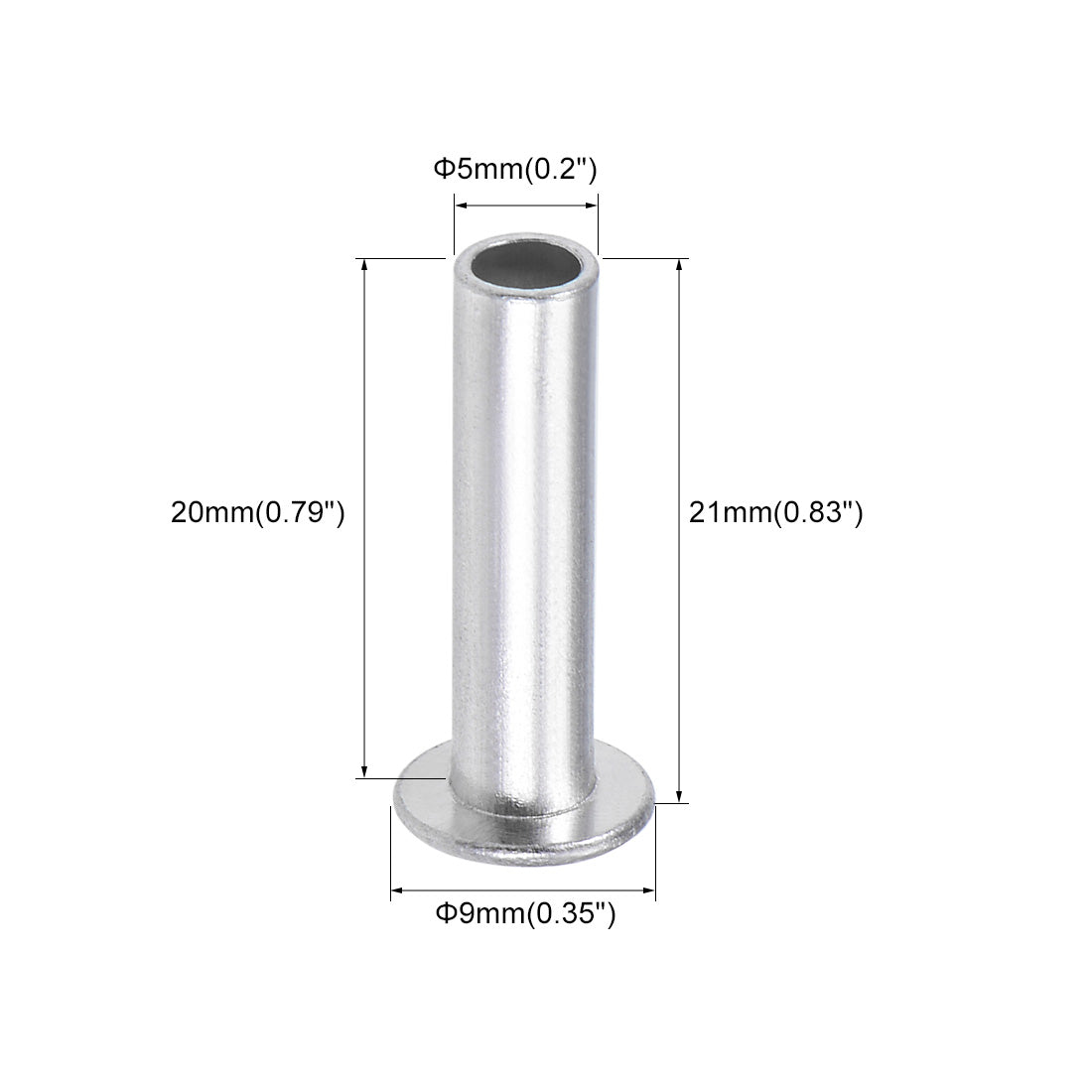 Harfington 100 Pcs  Aluminum Flat Head Semi-Tubular Rivets Silver Tone